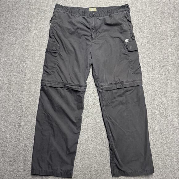 Vintage Timberland Convertible Cargo Pants Mens 38 Black Shorts Hiking Pockets - Picture 1 of 9
